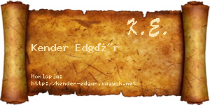 Kender Edgár névjegykártya